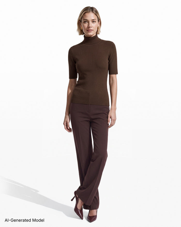 Anne Klein Three-Quarter Sleeve Turtleneck Sweater