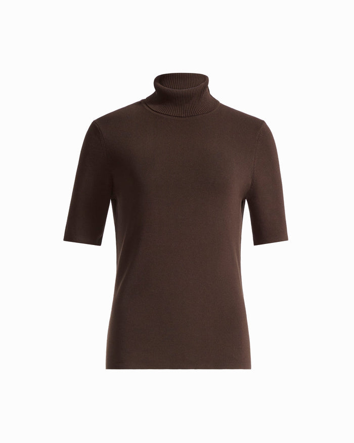 Anne Klein DEEP MAHOGANY Three-Quarter Sleeve Turtleneck Sweater