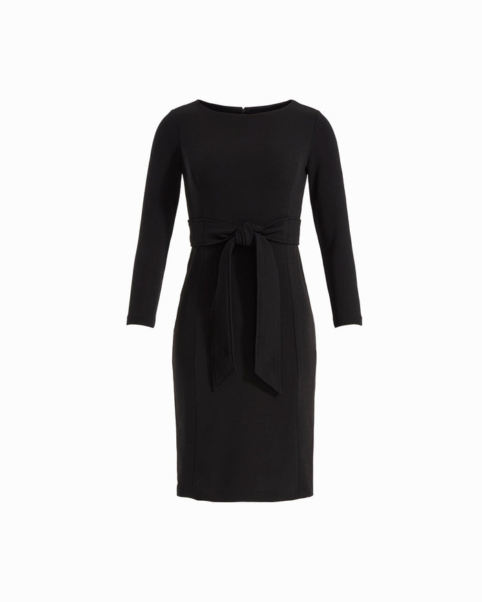 Anne Klein ANNE BLACK Tie Waist Long Sleeve Sheath Dress