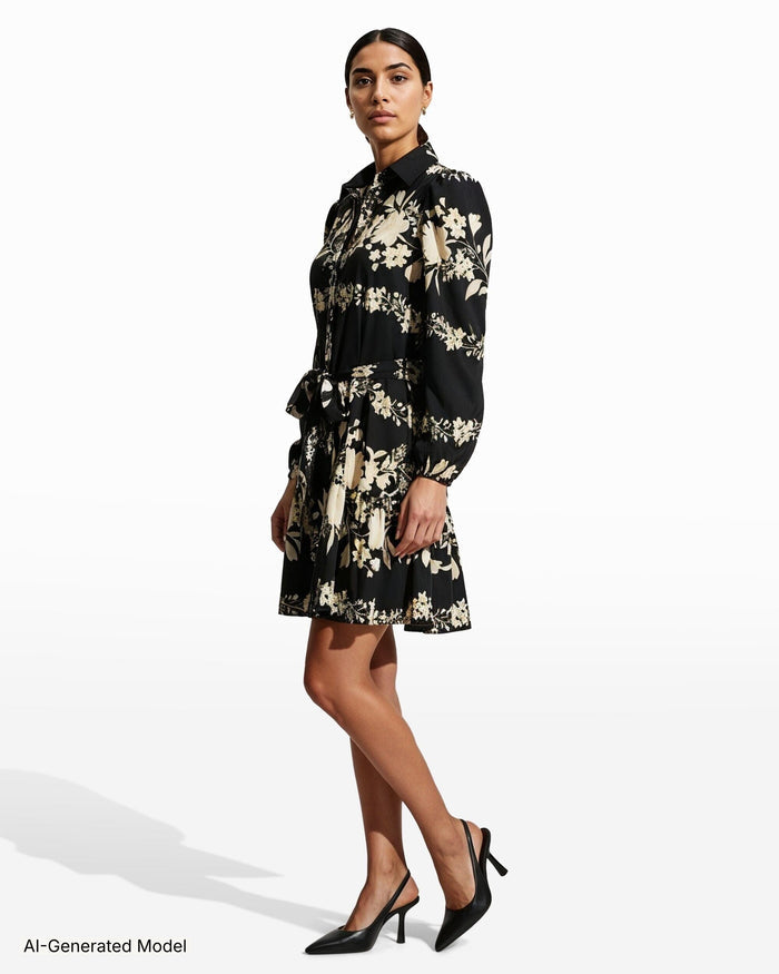 Anne Klein Tiered Collared Shirt Dress