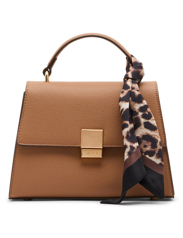 Anne Klein Mocha/Neutral Multi Top Handle Bag with Scarf