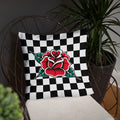 Traditional Rose Checkered Pattern Pillow
