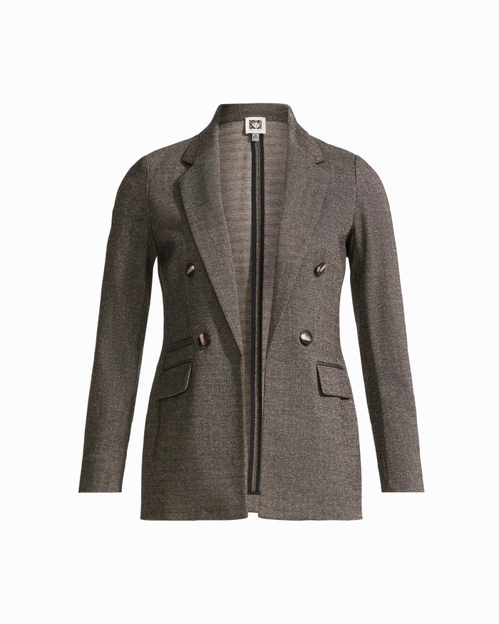 Anne Klein ANNE BLACK MULTI Triple Pocket Faux Double-Breasted Jacket
