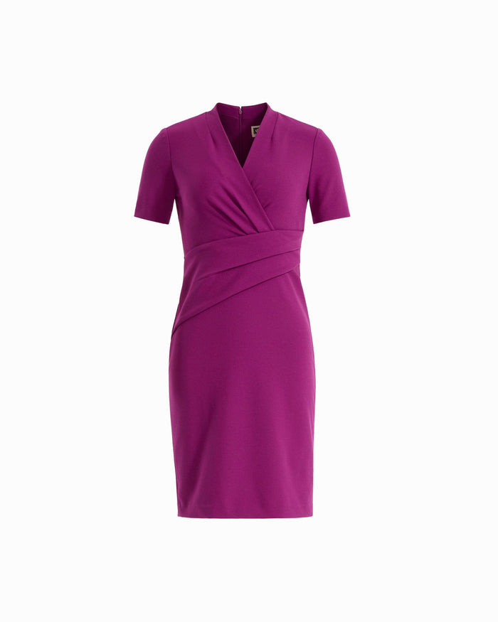 Anne Klein BEET Twist Faux Wrap Short Sleeve Dress