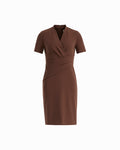 Anne Klein MOLASSES Twist Faux Wrap Short Sleeve Dress