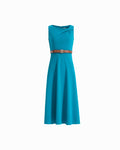 Anne Klein TEAL Twist Neckline Fit & Flare Dress