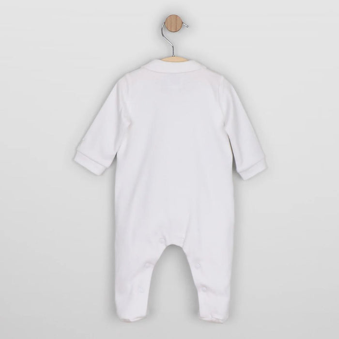 Unisex White Embroidered Babygrow & Hat