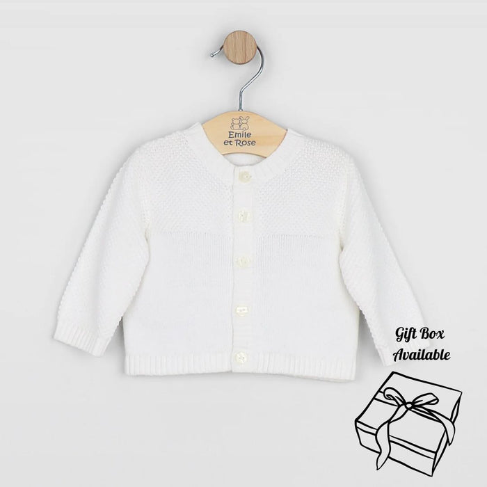Unisex White Knitted Cardigan