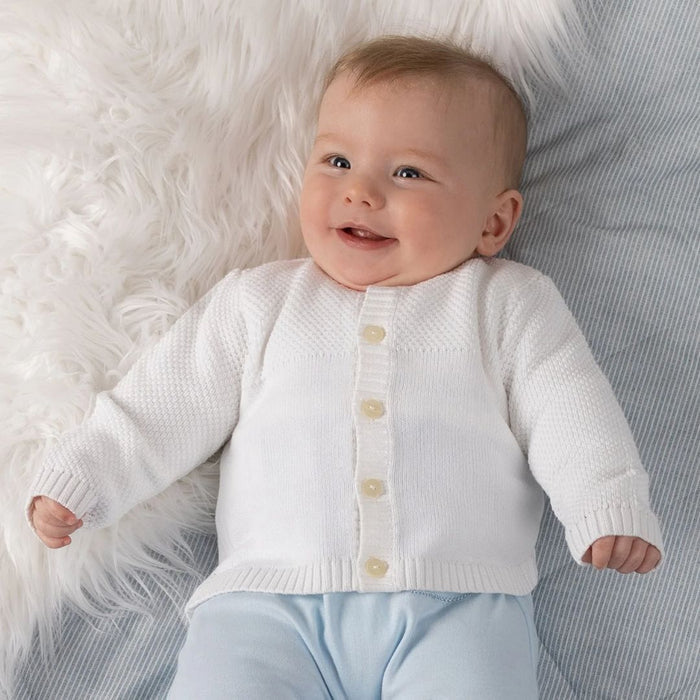 Unisex White Knitted Cardigan