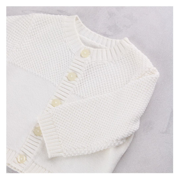 Unisex White Knitted Cardigan