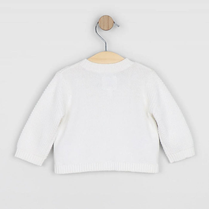 Unisex White Knitted Cardigan