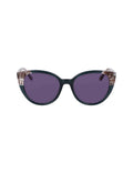 Anne Klein TEAL PLAID Uplifting Rounded Cat-eye Sunglasses