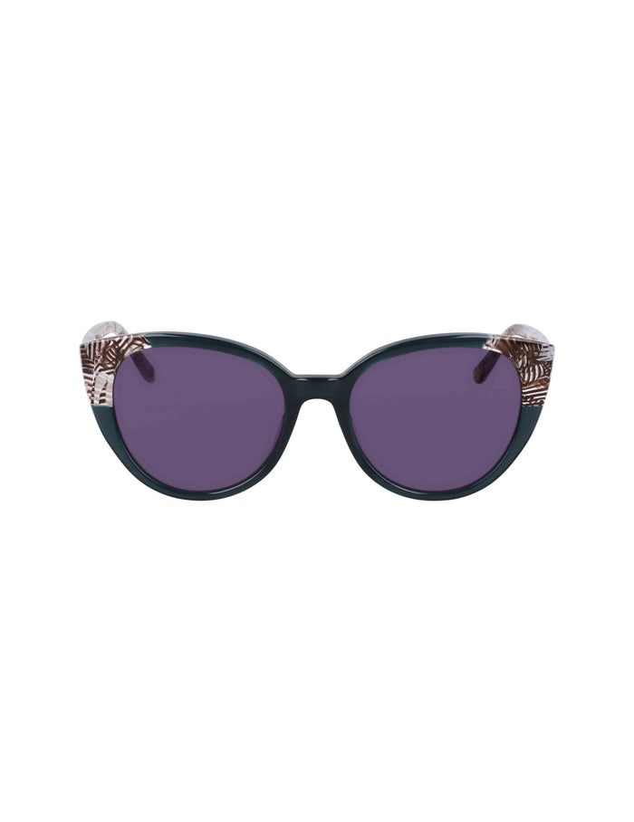 Anne Klein TEAL PLAID Uplifting Rounded Cat-eye Sunglasses