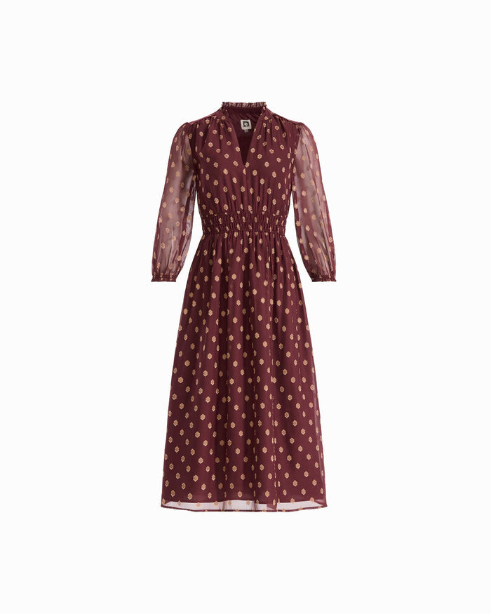 Anne Klein BOLARO V-Neck Chiffon Midi Dress