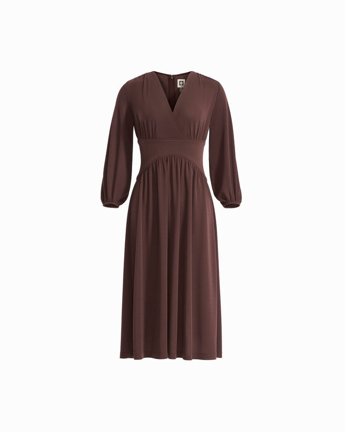 Anne Klein MOLASSES V-Neck Fit & Flare Dress