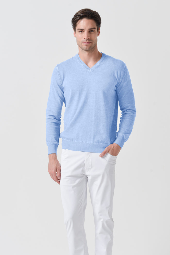 V-Neck Knit - Cielo