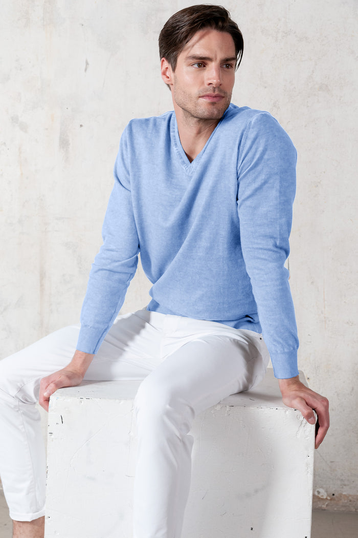 V-Neck Knit - Cielo