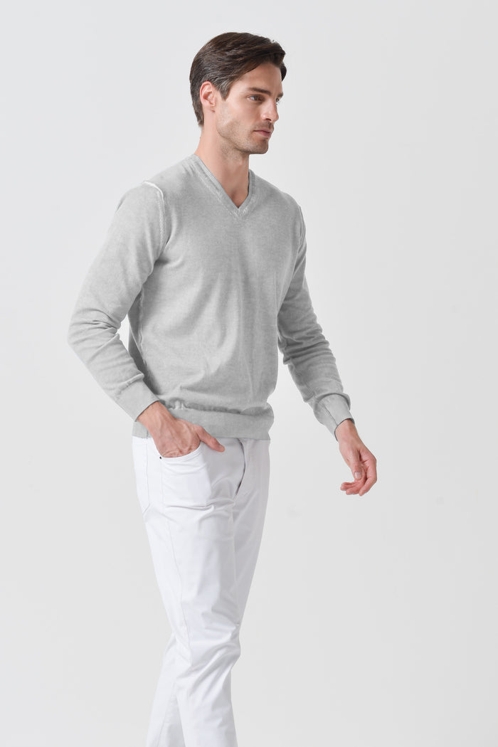 V-Neck Knit - Marmo