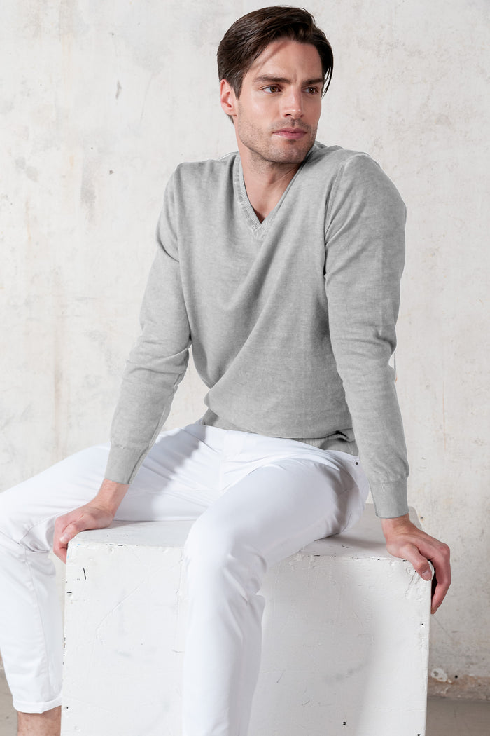 V-Neck Knit - Marmo