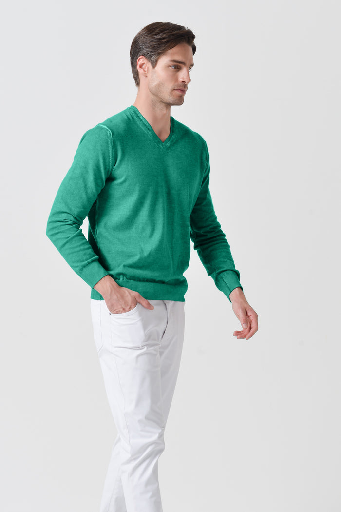 V-Neck Knit - Smeraldo