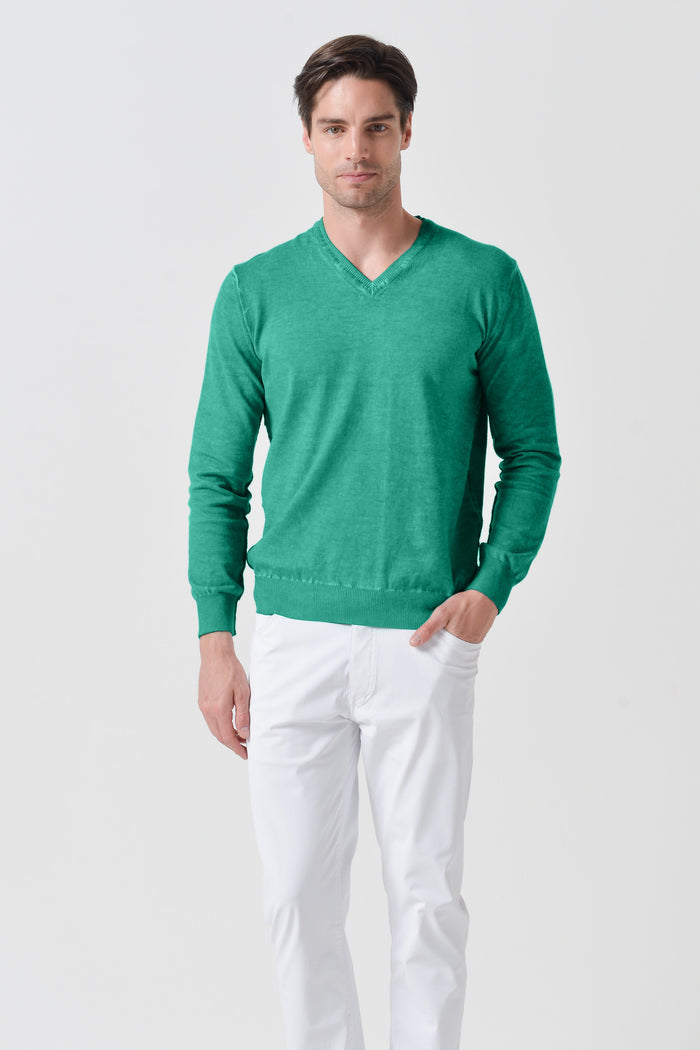 V-Neck Knit - Smeraldo
