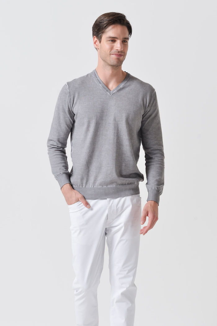 V-Neck Knit - Steel