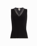Anne Klein ANNE BLACK V-Neck Lace Trim Top