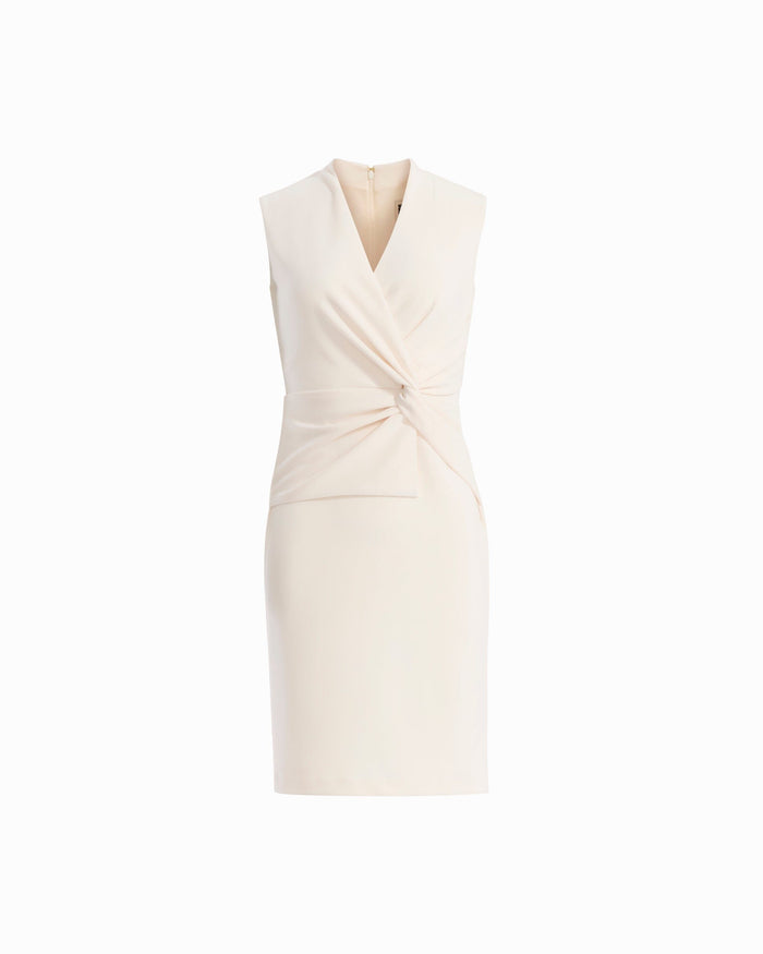 Anne Klein WHITE DOVE V-Neck Twist Sheath Dress