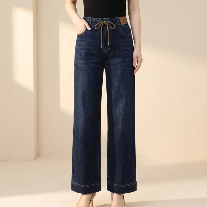Velora – Drawstring Wide-Leg Comfort Jeans
