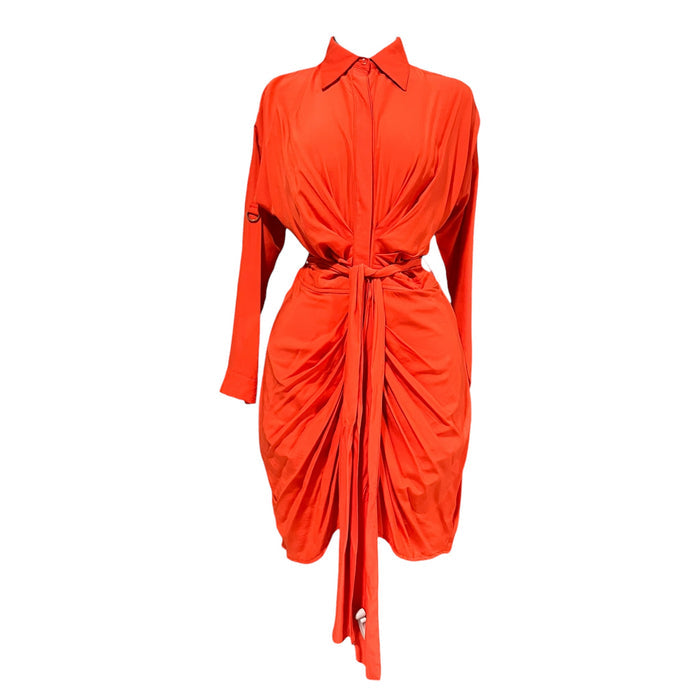 Vestido Largo Con Cinturón Naranja LC