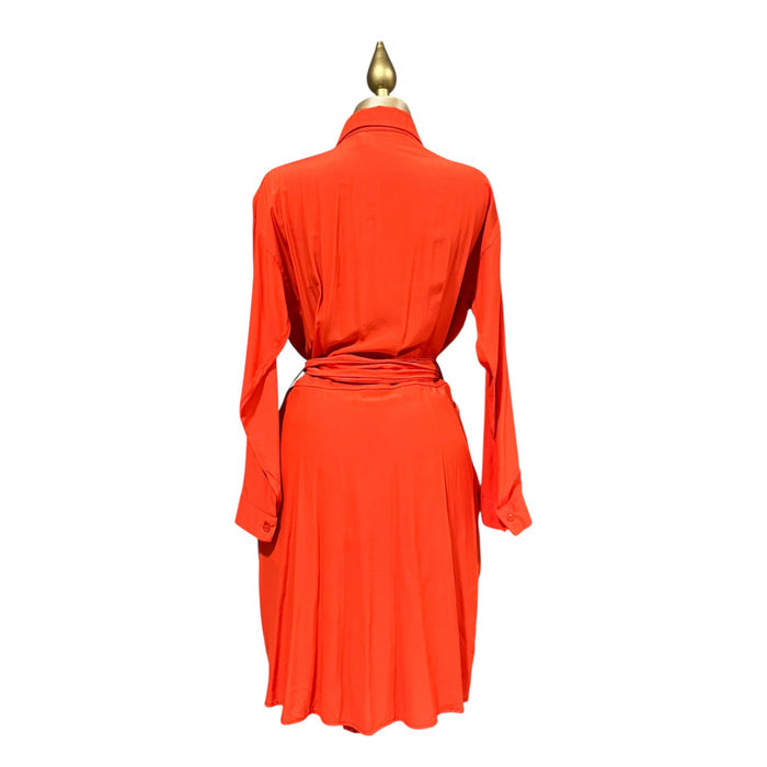 Vestido Largo Con Cinturón Naranja LC