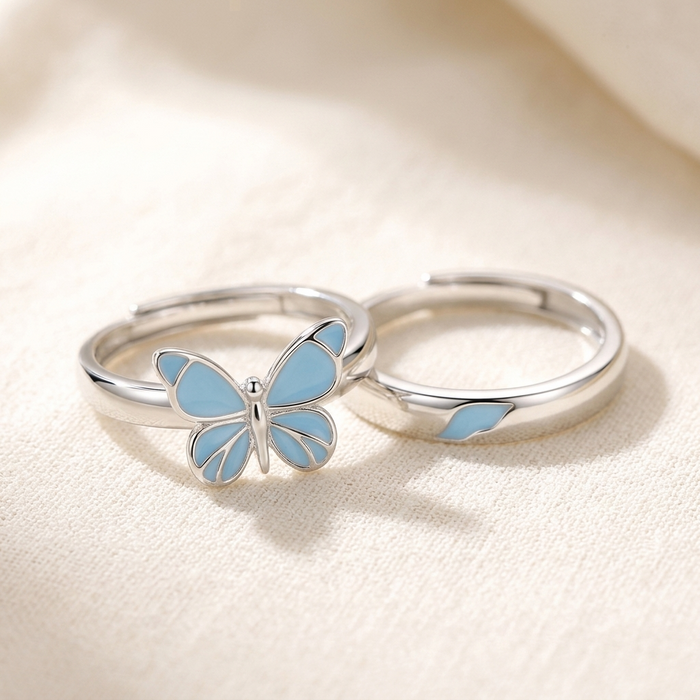 Wearbella – Glow-in-the-Dark Butterfly Couple Rings Set