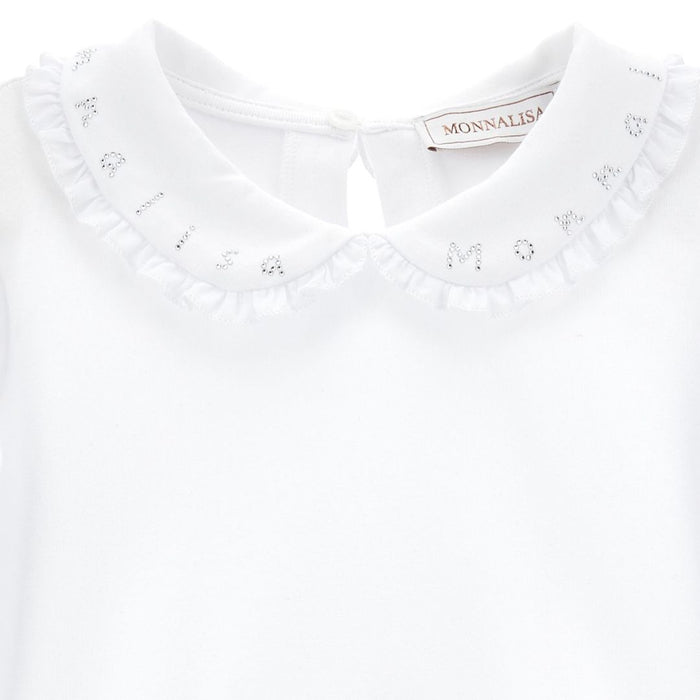 White Diamante Collar Top