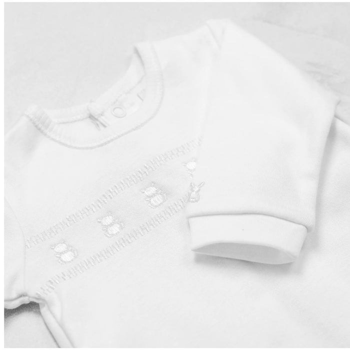 White Embroidered Teddy Babygrow & Hat