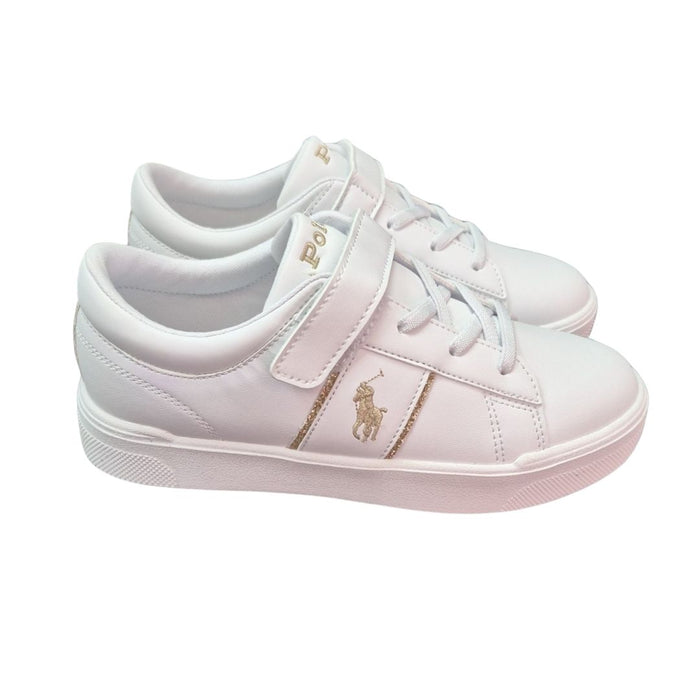 White & Gold Glitter "Frazier" Trainers