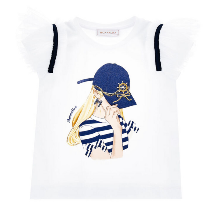 White Jewelled Nautical T-Shirt