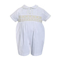 White & Lemon Smocked Romper