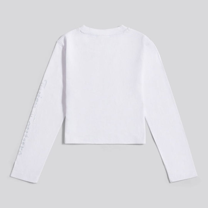White Long Sleeve Diamante Top