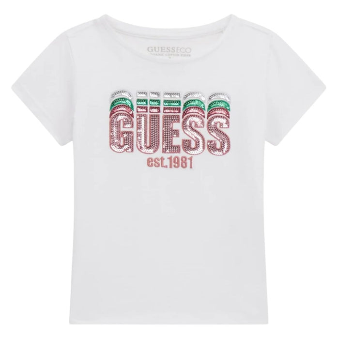 White Multi Sequin Logo T-Shirt