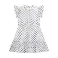 White & Navy Chiffon Polka Dot Dress