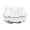 White & Navy Frilled Knickers