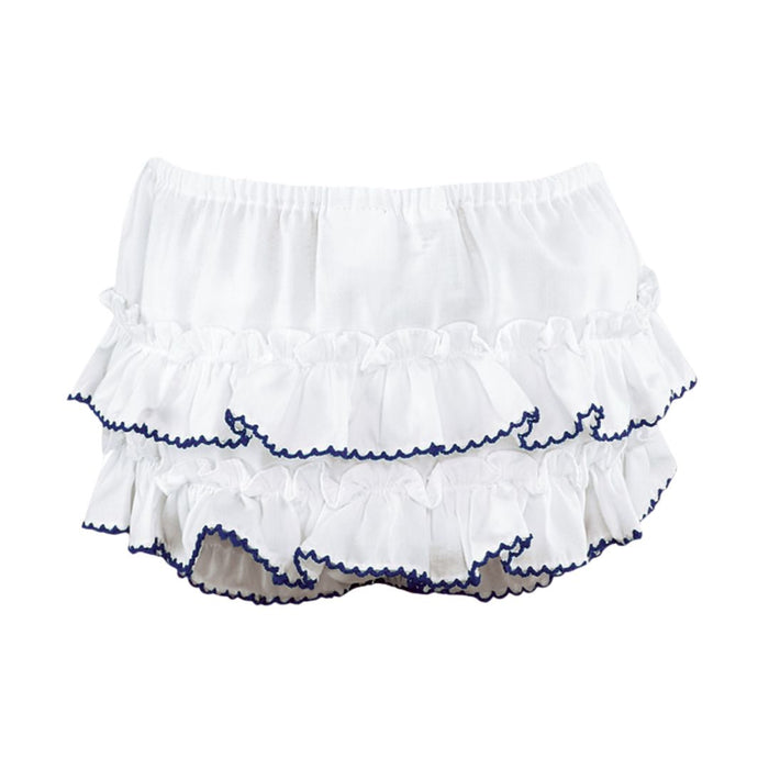 White & Navy Frilled Knickers
