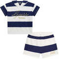 White & Navy Striped Logo Set