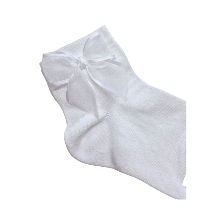 White Organza Bow Ankle Socks