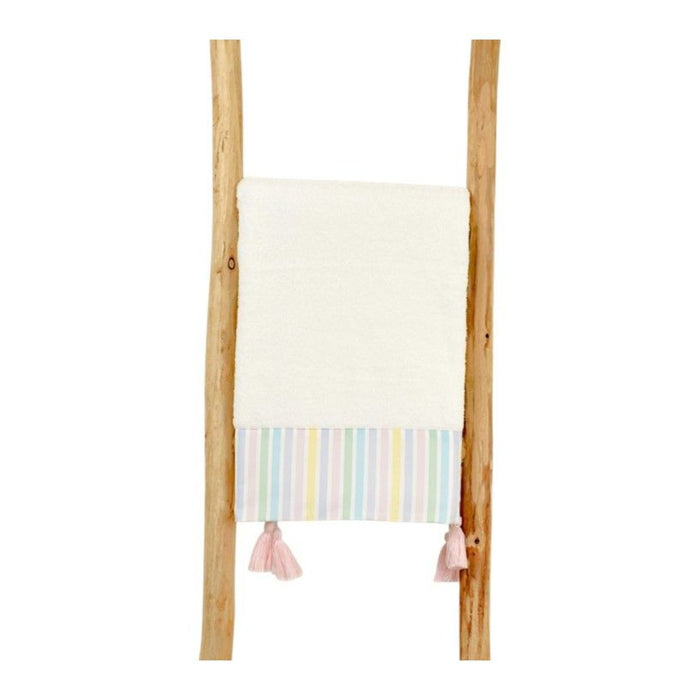 White & Pastel Stripes Beach Towel