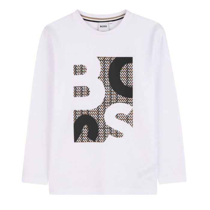 White Patterned Long Sleeve T-Shirt