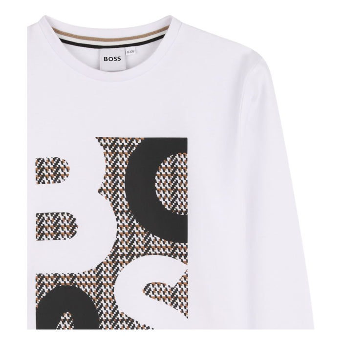 White Patterned Long Sleeve T-Shirt