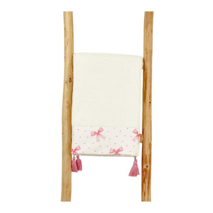 White & Pink Bows Beach Towel