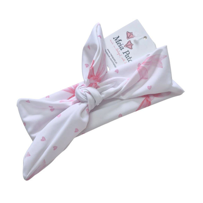 White & Pink Bows Headband