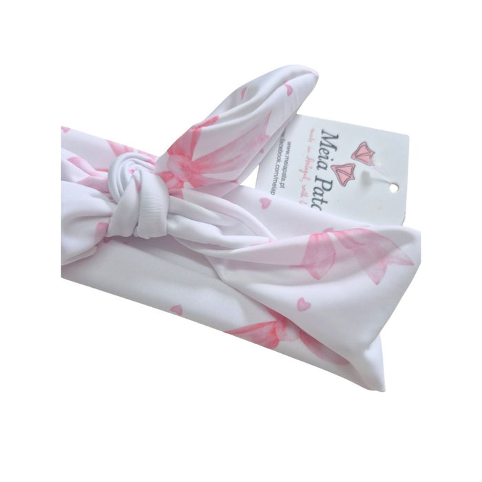 White & Pink Bows Headband